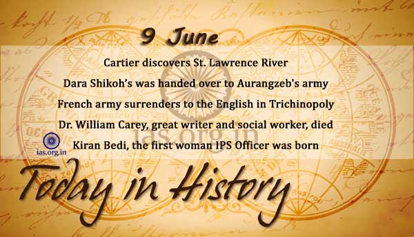 today in history 9 JUNE