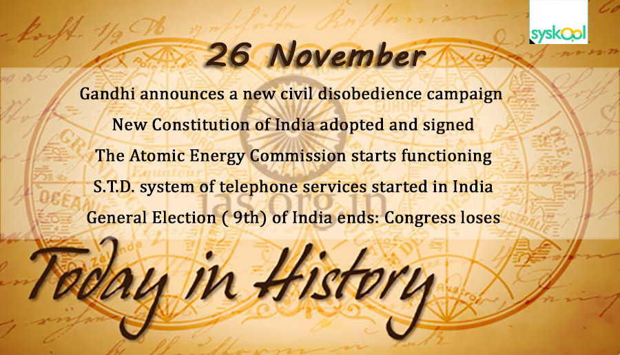 Today In History 26 November Syskool