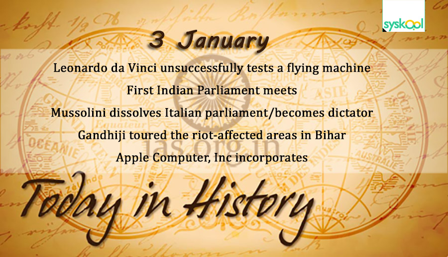 today in history 3 january